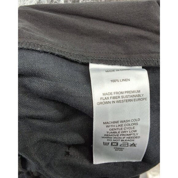 Quince Womens European Linen Pants L Black Elastic Waist - Picture 7 of 8